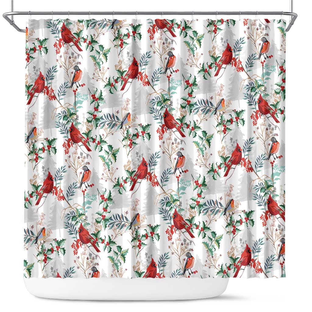 Cardical Christmas White Shower Curtain Xmas Pattern