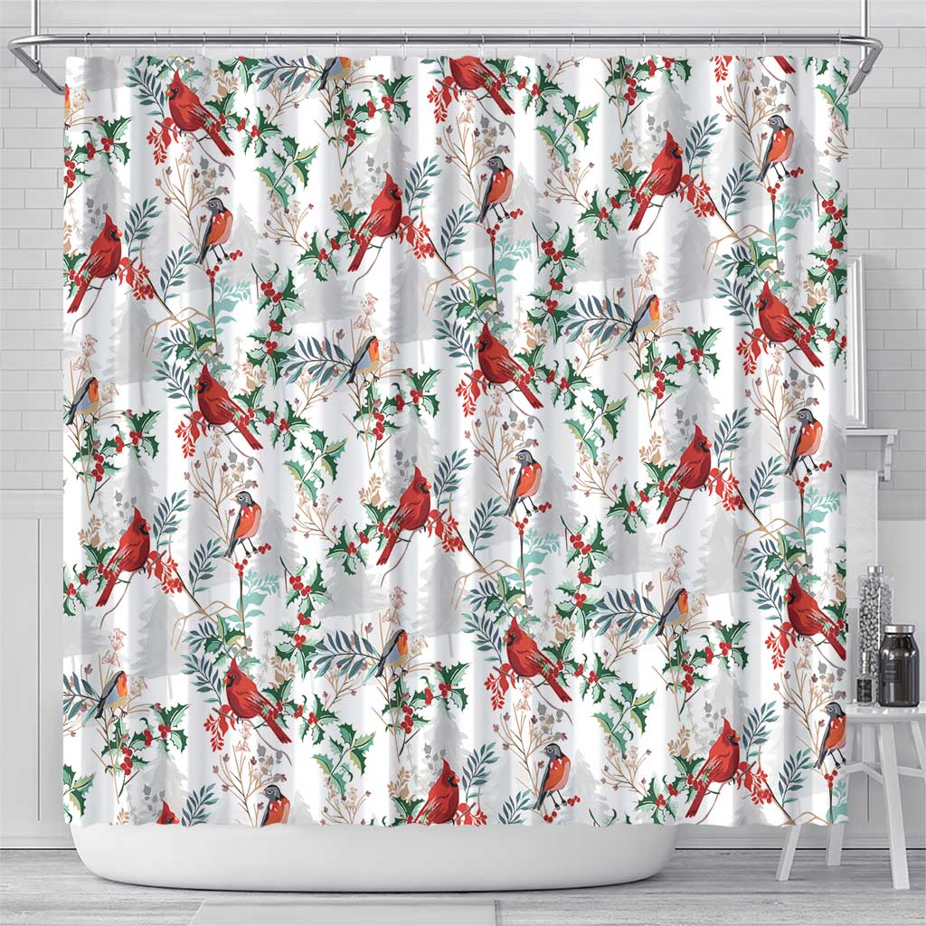 Cardical Christmas White Shower Curtain Xmas Pattern