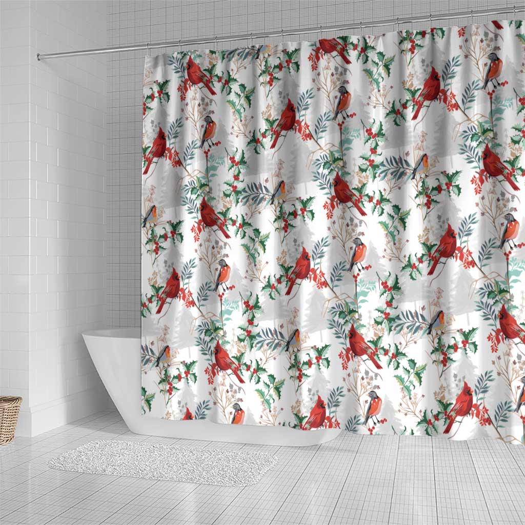 Cardical Christmas White Shower Curtain Xmas Pattern