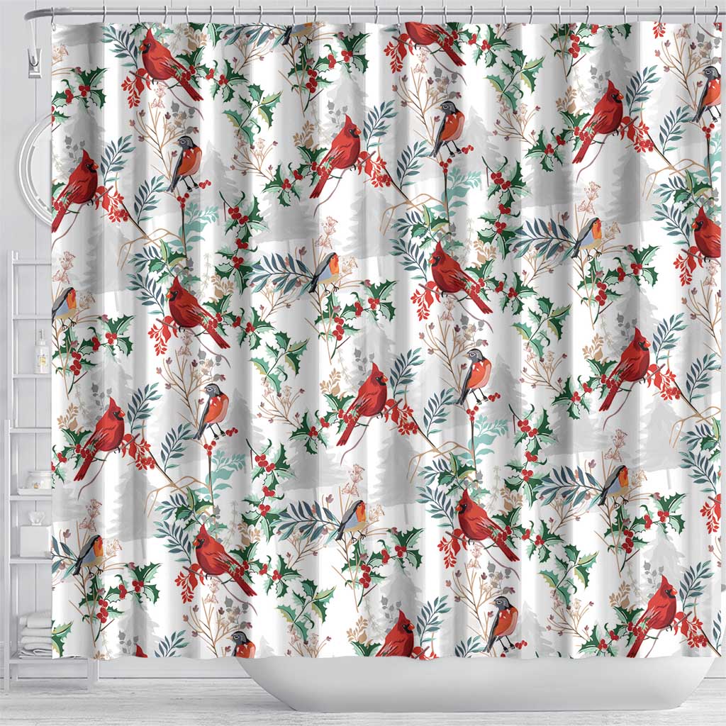 Cardical Christmas White Shower Curtain Xmas Pattern