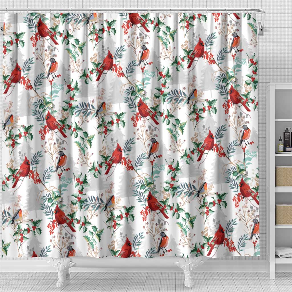 Cardical Christmas White Shower Curtain Xmas Pattern