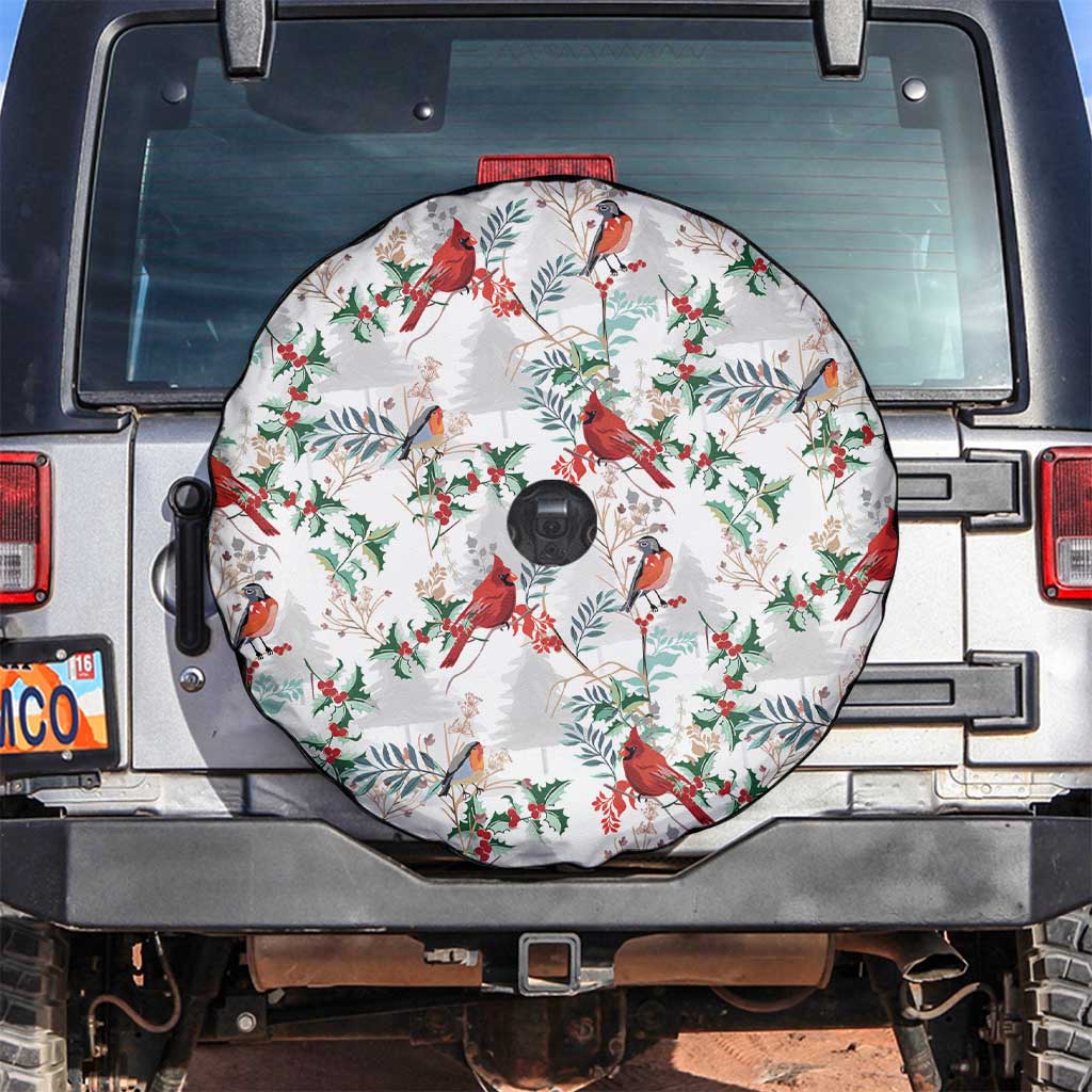 Cardinal Christmas White Spare Tire Cover Xmas Pattern - Wonder Print Shop