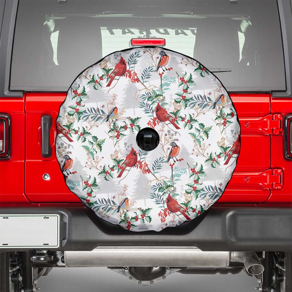 Cardinal Christmas White Spare Tire Cover Xmas Pattern - Wonder Print Shop