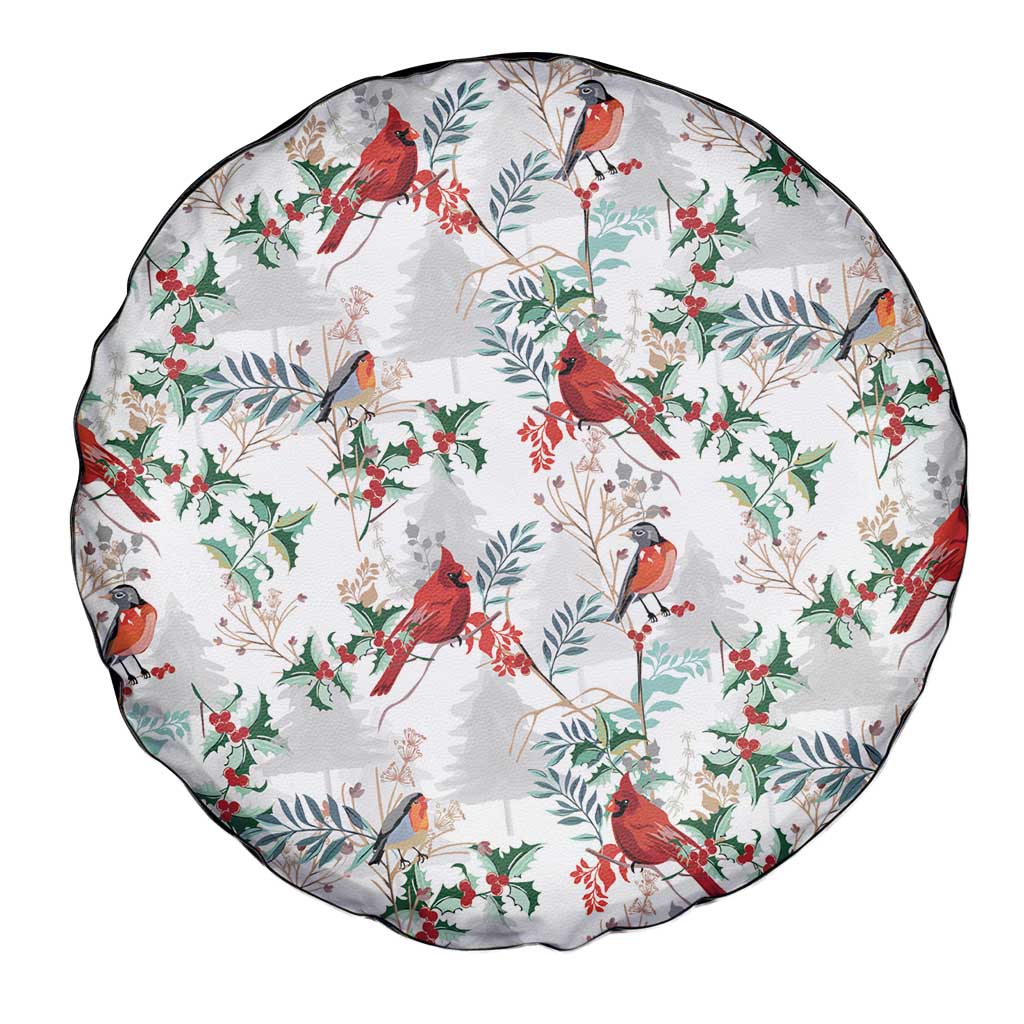 Cardinal Christmas White Spare Tire Cover Xmas Pattern - Wonder Print Shop