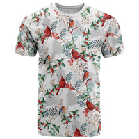 Cardinal Christmas White T Shirt Xmas Pattern - Wonder Print Shop