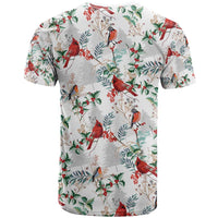 Cardinal Christmas White T Shirt Xmas Pattern - Wonder Print Shop