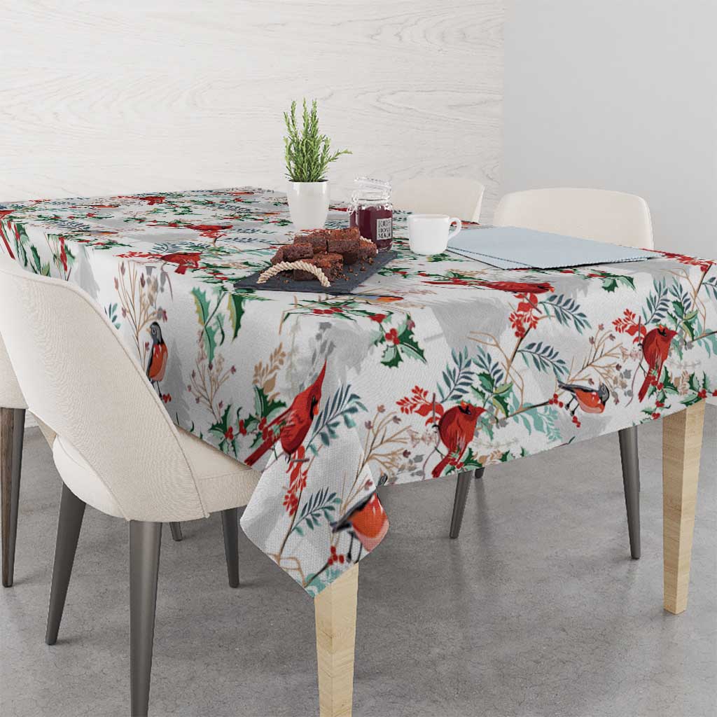 Cardinal Christmas White Tablecloth Xmas Pattern - Wonder Print Shop