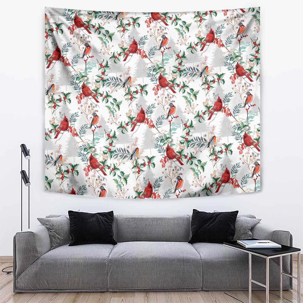 Cardinal Christmas White Tapestry Xmas Pattern - Wonder Print Shop