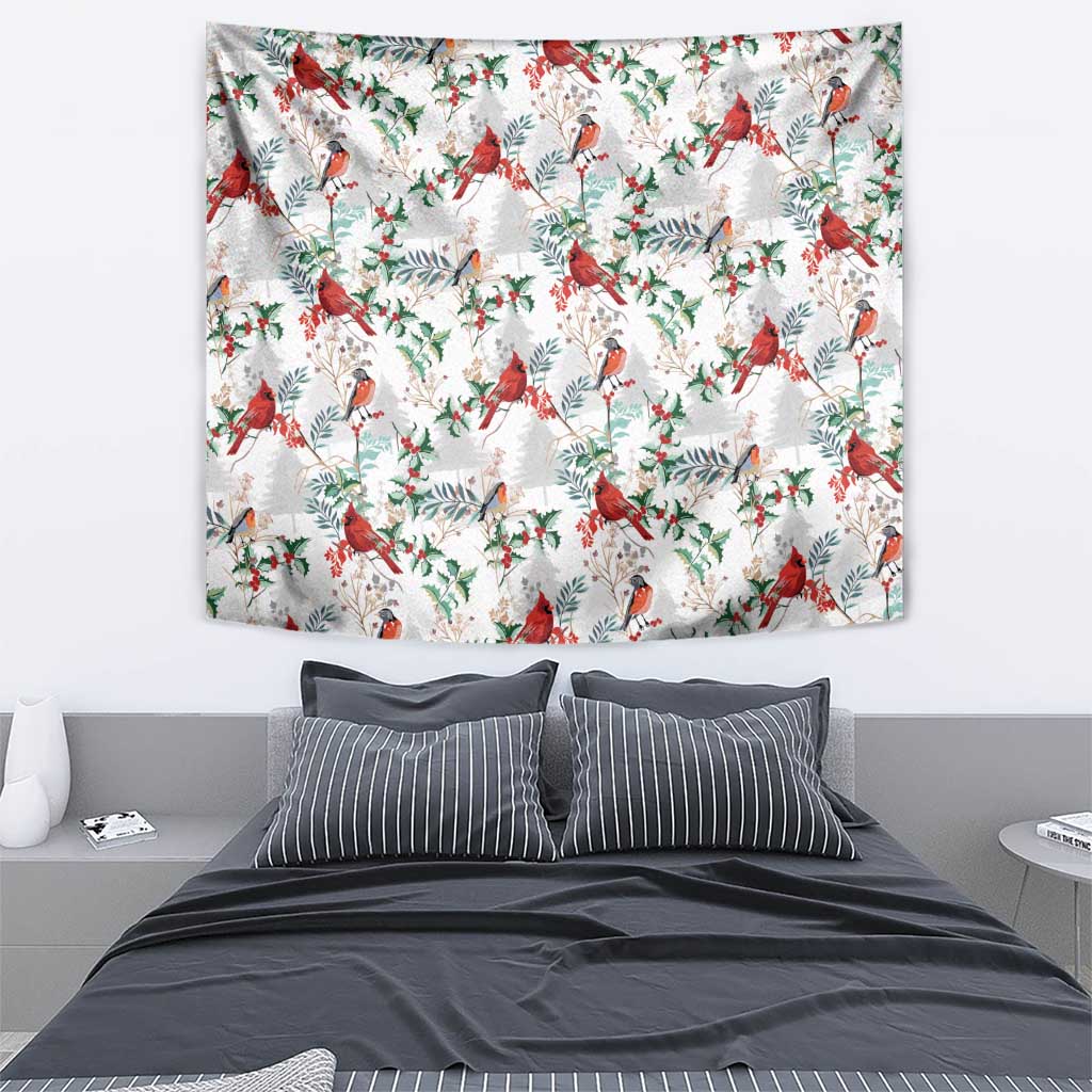 Cardinal Christmas White Tapestry Xmas Pattern - Wonder Print Shop