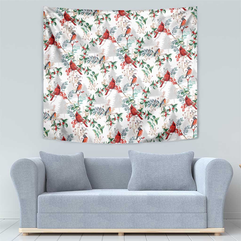 Cardinal Christmas White Tapestry Xmas Pattern - Wonder Print Shop