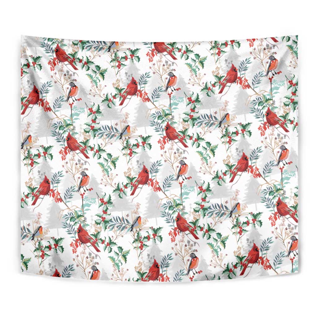 Cardinal Christmas White Tapestry Xmas Pattern - Wonder Print Shop