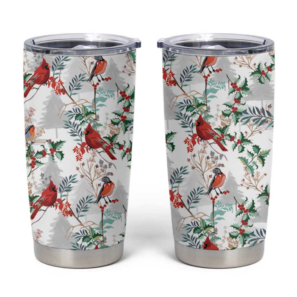 Cardinal Christmas White Tumbler Cup Xmas Pattern - Wonder Print Shop