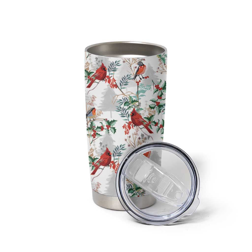 Cardinal Christmas White Tumbler Cup Xmas Pattern - Wonder Print Shop