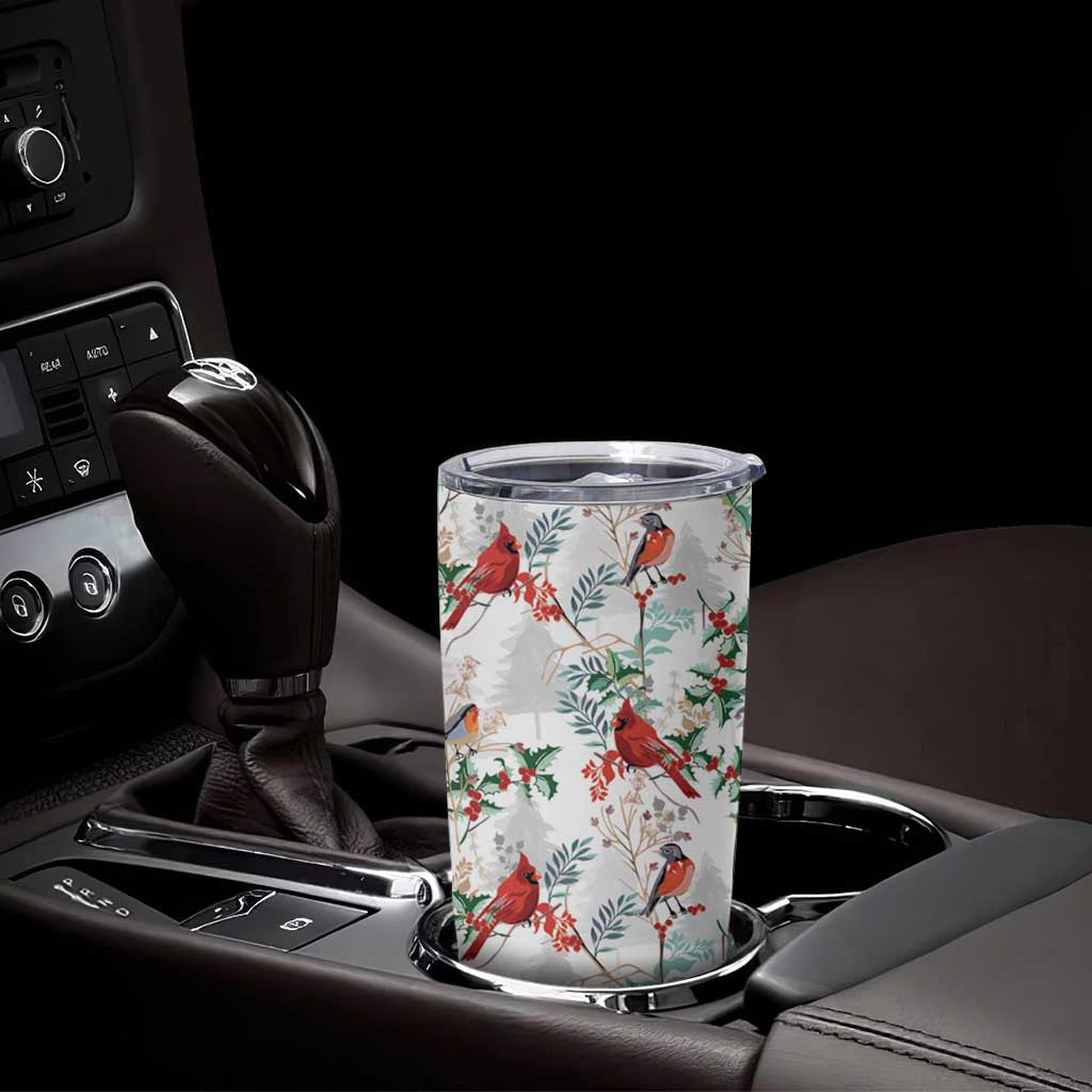 Cardinal Christmas White Tumbler Cup Xmas Pattern - Wonder Print Shop