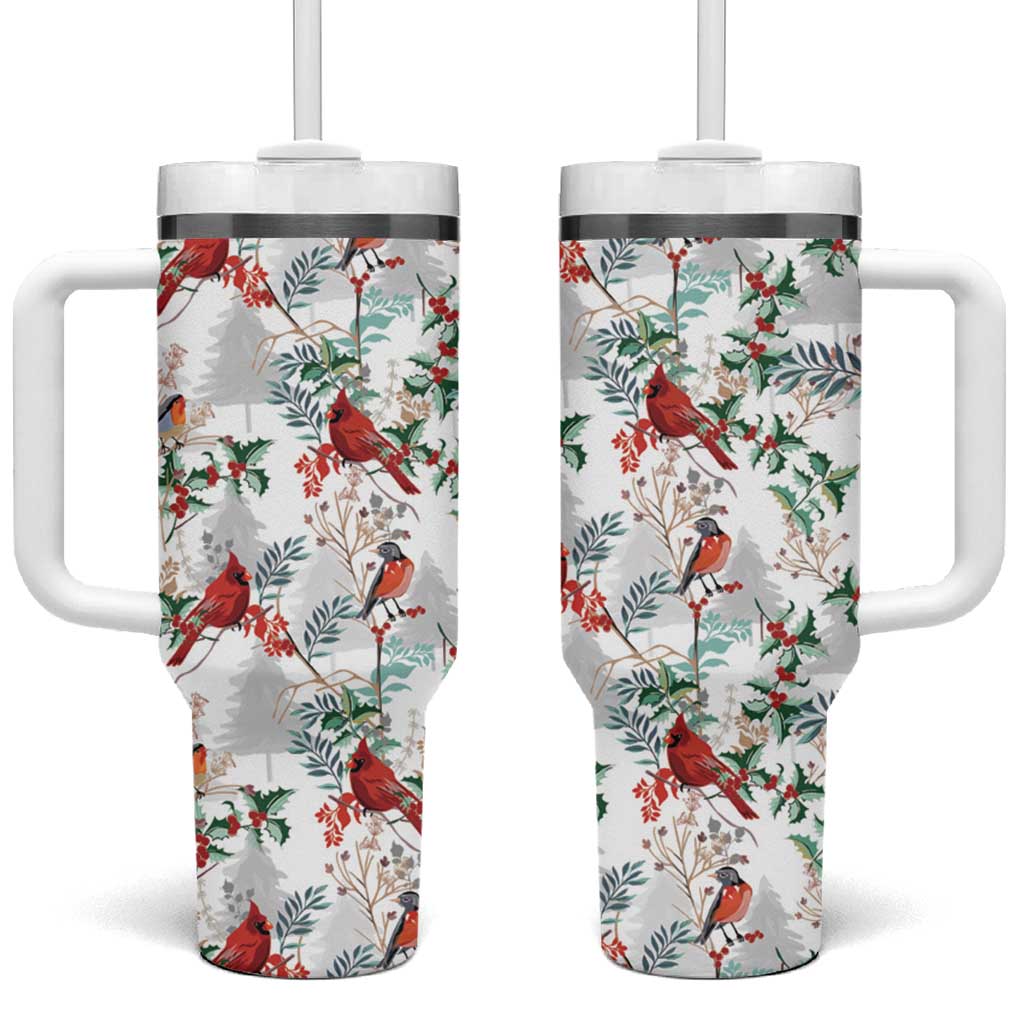 Cardinal Christmas White Tumbler With Handle Xmas Pattern - Wonder Print Shop