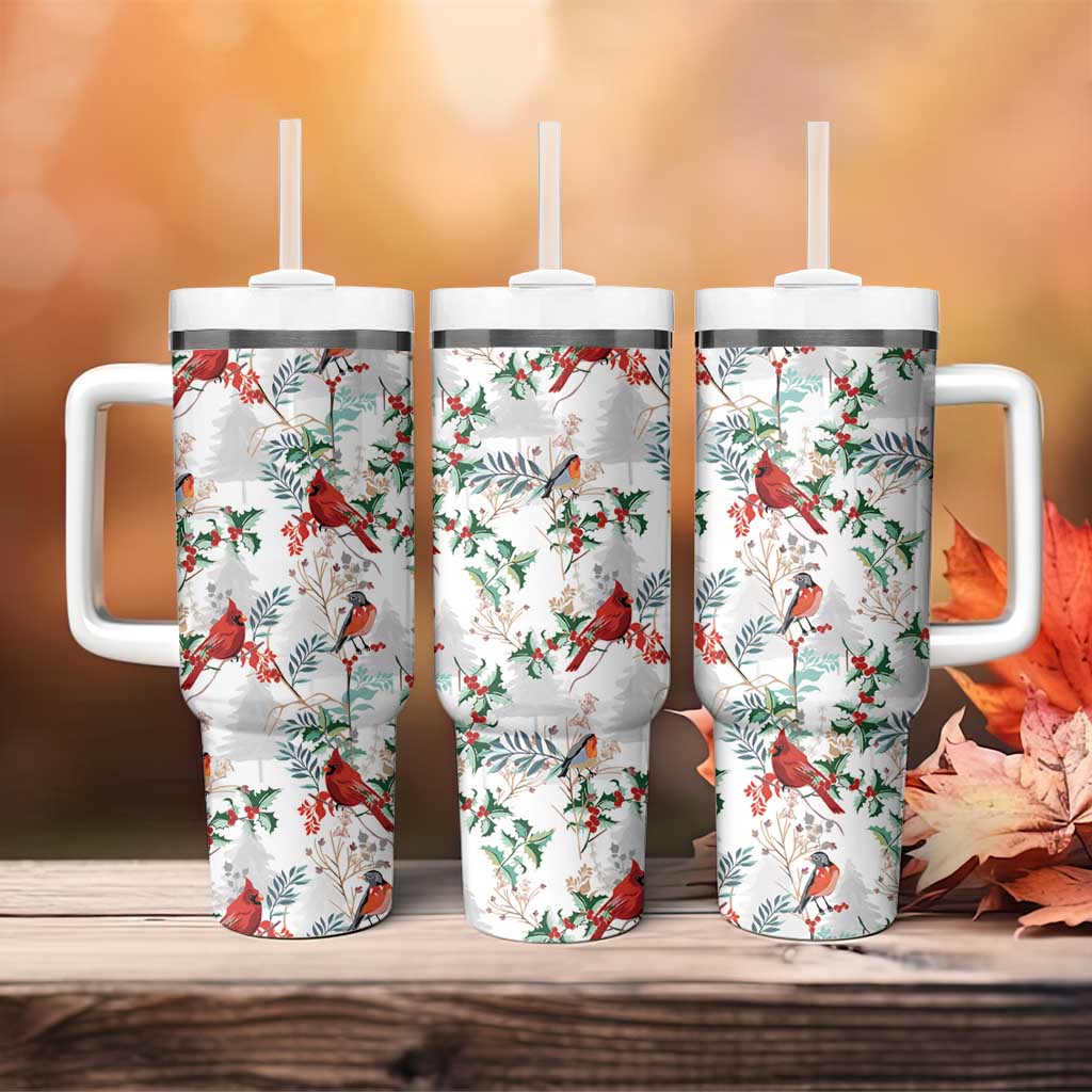 Cardinal Christmas White Tumbler With Handle Xmas Pattern - Wonder Print Shop
