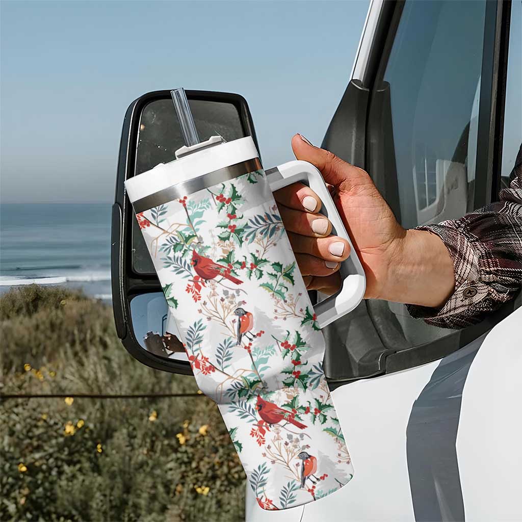 Cardinal Christmas White Tumbler With Handle Xmas Pattern - Wonder Print Shop