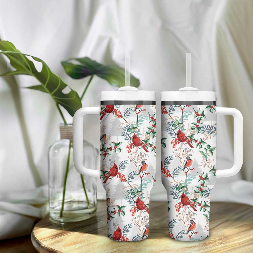 Cardinal Christmas White Tumbler With Handle Xmas Pattern - Wonder Print Shop