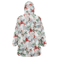 Cardinal Christmas White Wearable Blanket Hoodie Xmas Pattern - Wonder Print Shop