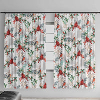 Cardinal Christmas White Window Curtain Xmas Pattern - Wonder Print Shop