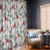 Cardinal Christmas White Window Curtain Xmas Pattern - Wonder Print Shop