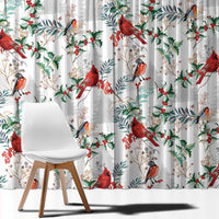 Cardinal Christmas White Window Curtain Xmas Pattern - Wonder Print Shop