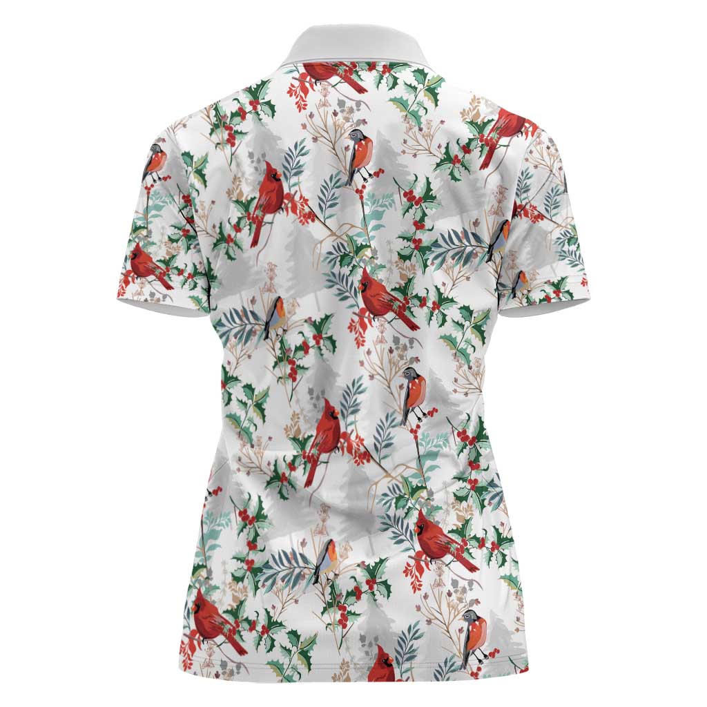 Cardinal Christmas White Women Polo Shirt Xmas Pattern - Wonder Print Shop