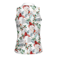 Cardinal Christmas White Women Sleeveless Polo Shirt Xmas Pattern - Wonder Print Shop