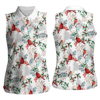 Cardinal Christmas White Women Sleeveless Polo Shirt Xmas Pattern - Wonder Print Shop