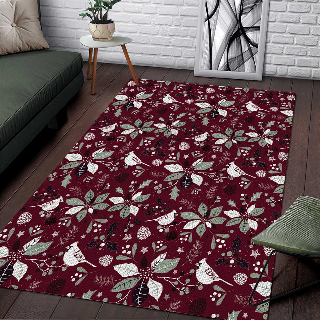 Cardinal Christmas Wine Red Area Rug Xmas Pattern - Wonder Print Shop