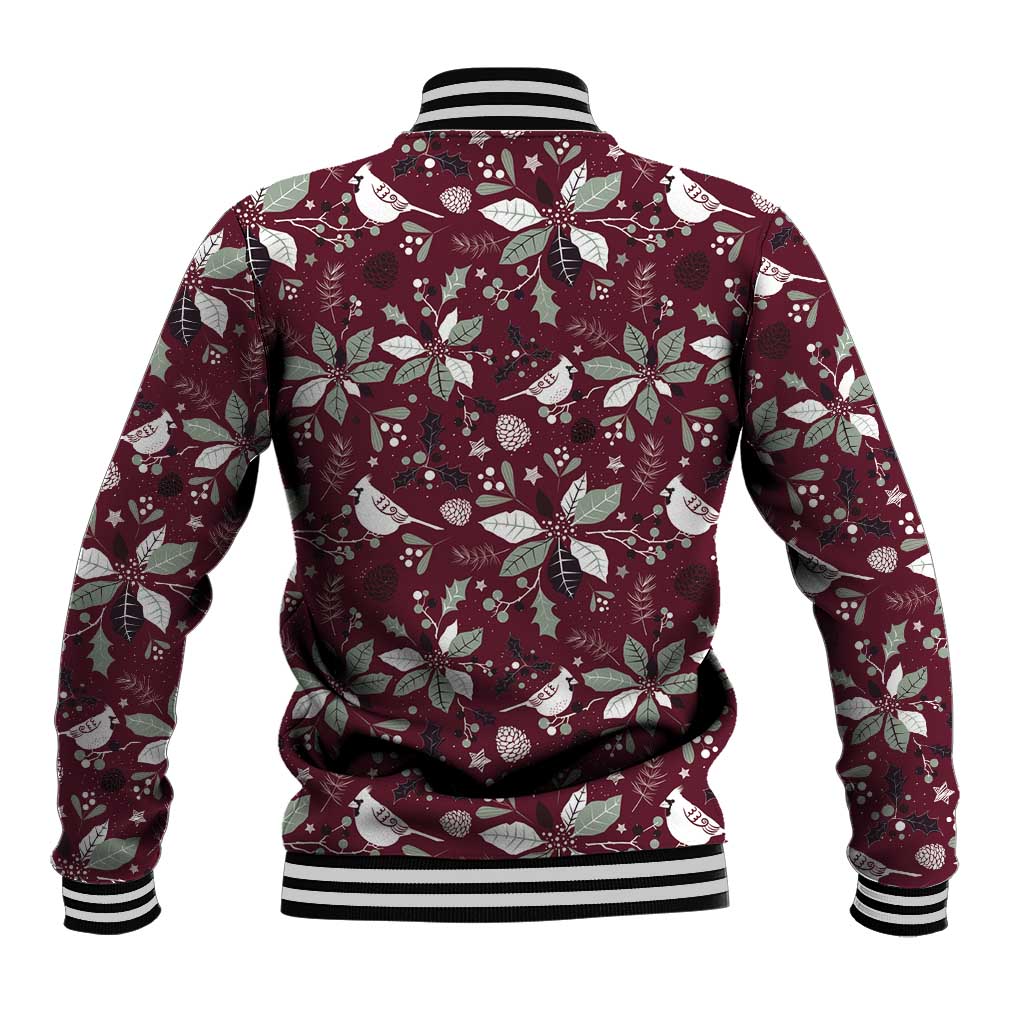 Cardinal Christmas Wine Red Baseball Jacket Xmas Pattern - Wonder Print Shop