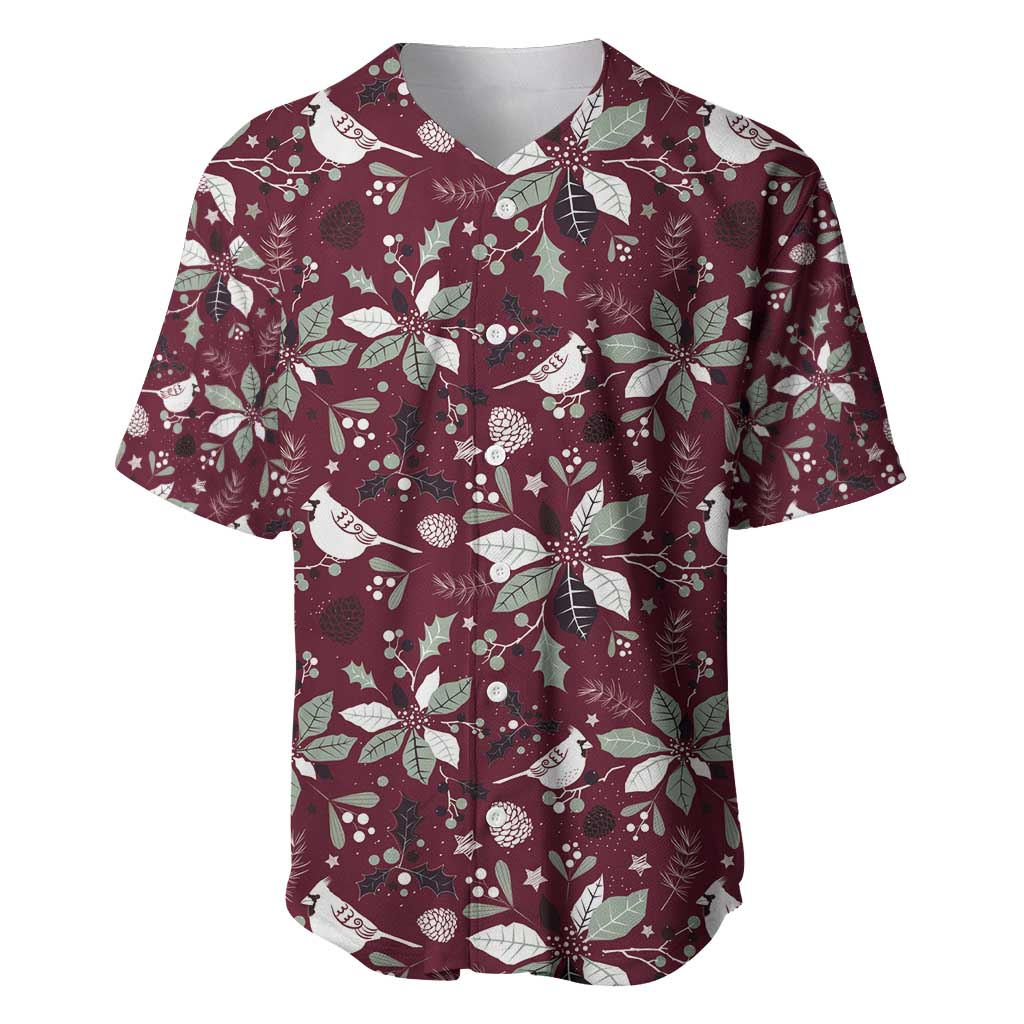 Cardinal Christmas Wine Red Baseball Jersey Xmas Pattern - Wonder Print Shop
