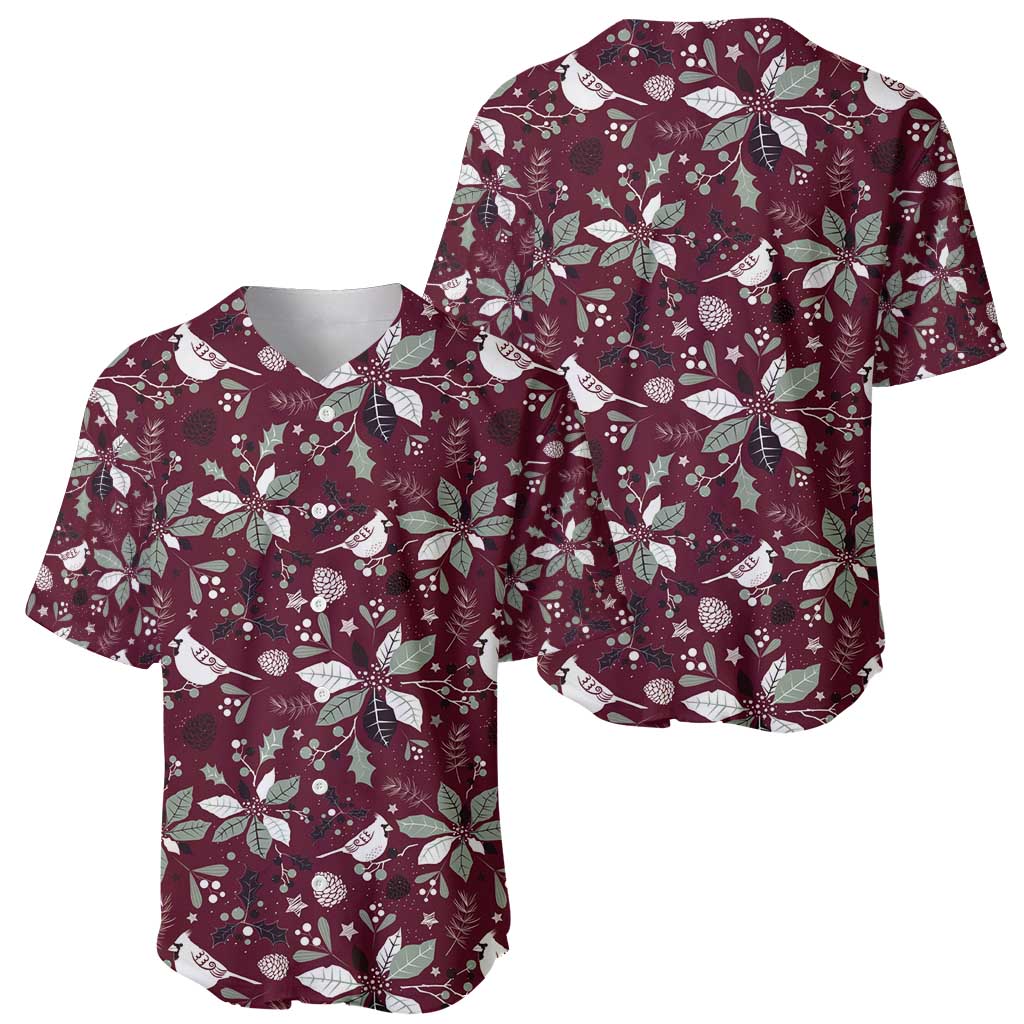Cardinal Christmas Wine Red Baseball Jersey Xmas Pattern - Wonder Print Shop