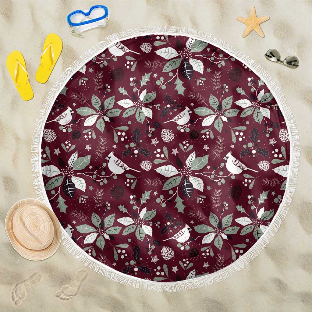 Cardinal Christmas Wine Red Beach Blanket Xmas Pattern - Wonder Print Shop