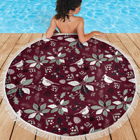 Cardinal Christmas Wine Red Beach Blanket Xmas Pattern - Wonder Print Shop