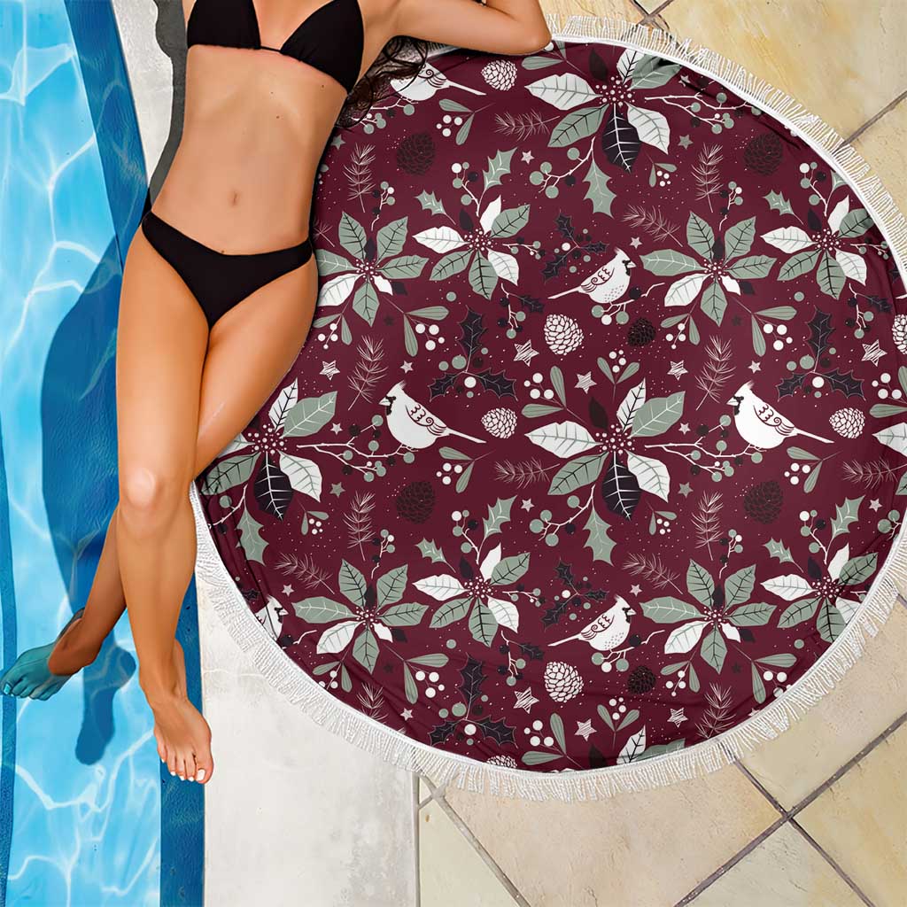 Cardinal Christmas Wine Red Beach Blanket Xmas Pattern - Wonder Print Shop