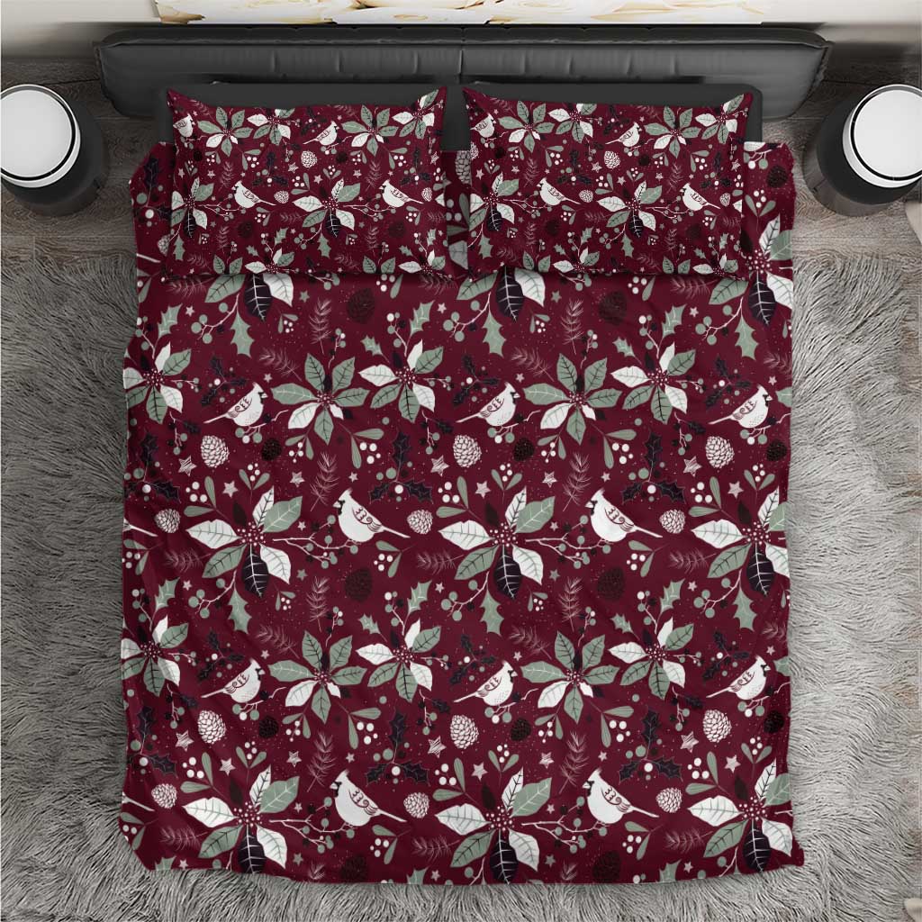 Cardinal Christmas Wine Red Bedding Set Xmas Pattern - Wonder Print Shop