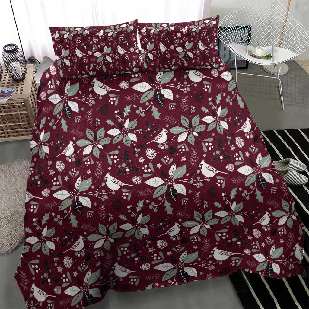 Cardinal Christmas Wine Red Bedding Set Xmas Pattern - Wonder Print Shop