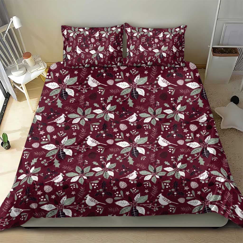 Cardinal Christmas Wine Red Bedding Set Xmas Pattern - Wonder Print Shop