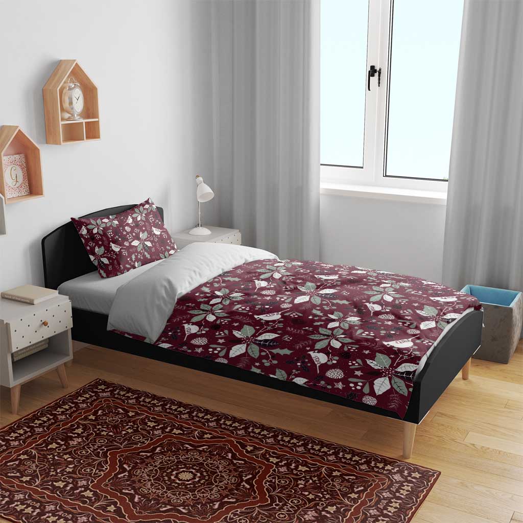 Cardinal Christmas Wine Red Bedding Set Xmas Pattern - Wonder Print Shop