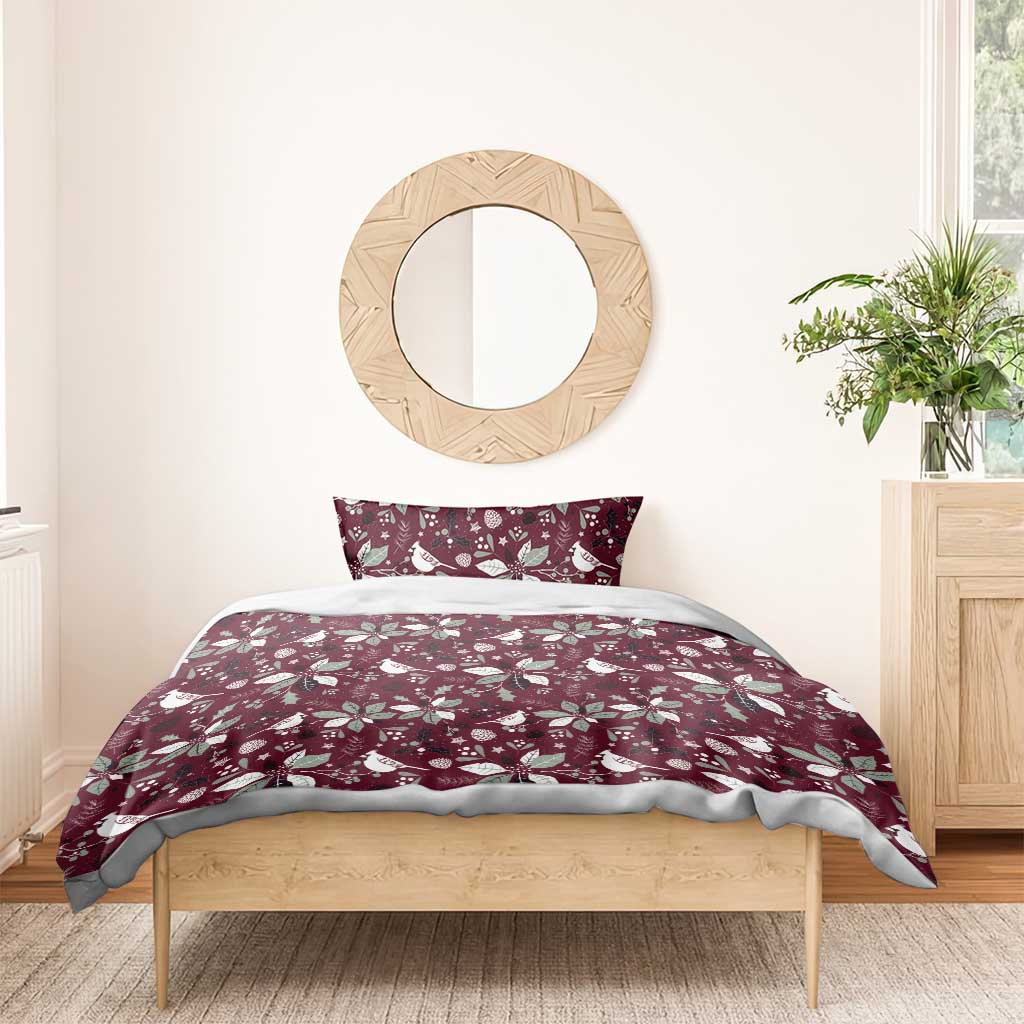 Cardinal Christmas Wine Red Bedding Set Xmas Pattern - Wonder Print Shop