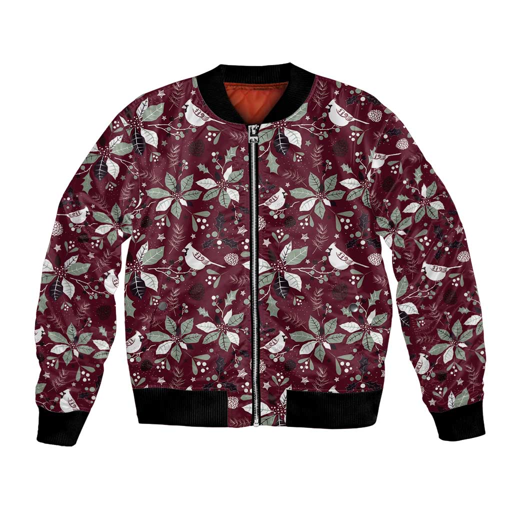 Cardinal Christmas Wine Red Bomber Jacket Xmas Pattern - Wonder Print Shop