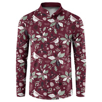 Cardinal Christmas Wine Red Button Sweatshirt Xmas Pattern - Wonder Print Shop