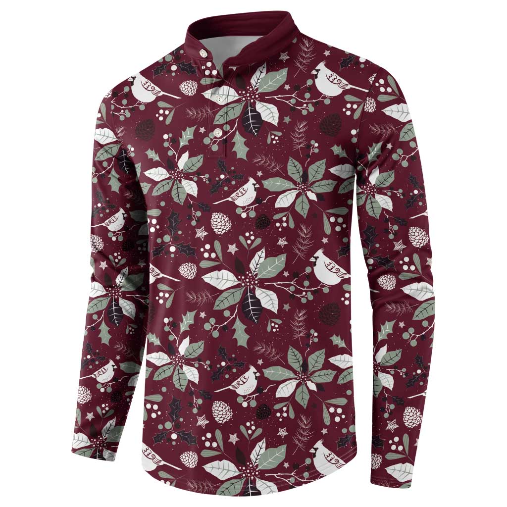 Cardinal Christmas Wine Red Button Sweatshirt Xmas Pattern - Wonder Print Shop