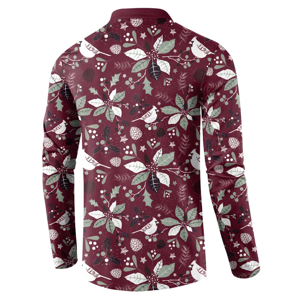 Cardinal Christmas Wine Red Button Sweatshirt Xmas Pattern - Wonder Print Shop