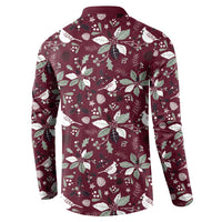 Cardinal Christmas Wine Red Button Sweatshirt Xmas Pattern - Wonder Print Shop