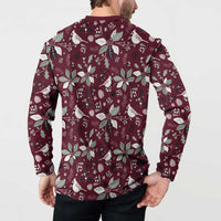 Cardinal Christmas Wine Red Button Sweatshirt Xmas Pattern - Wonder Print Shop
