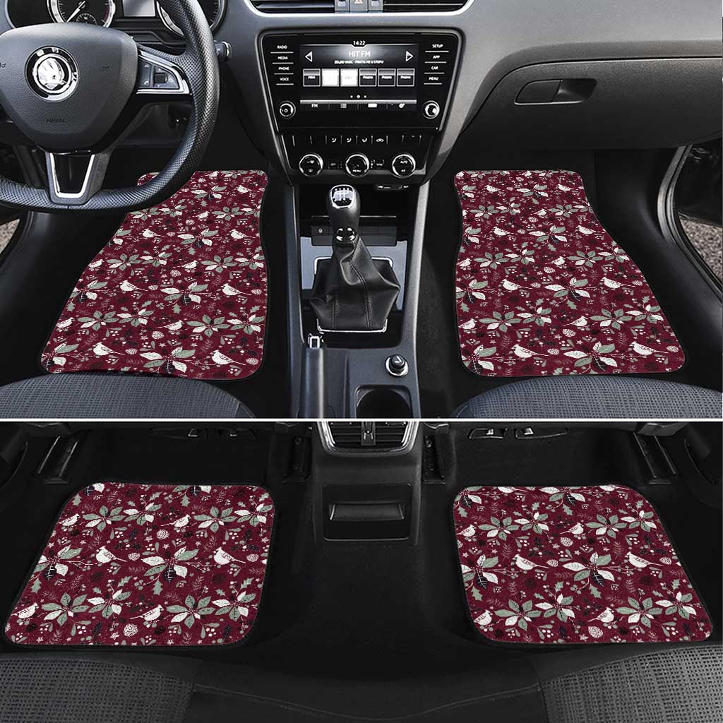 Cardinal Christmas Wine Red Car Mats Xmas Pattern - Wonder Print Shop