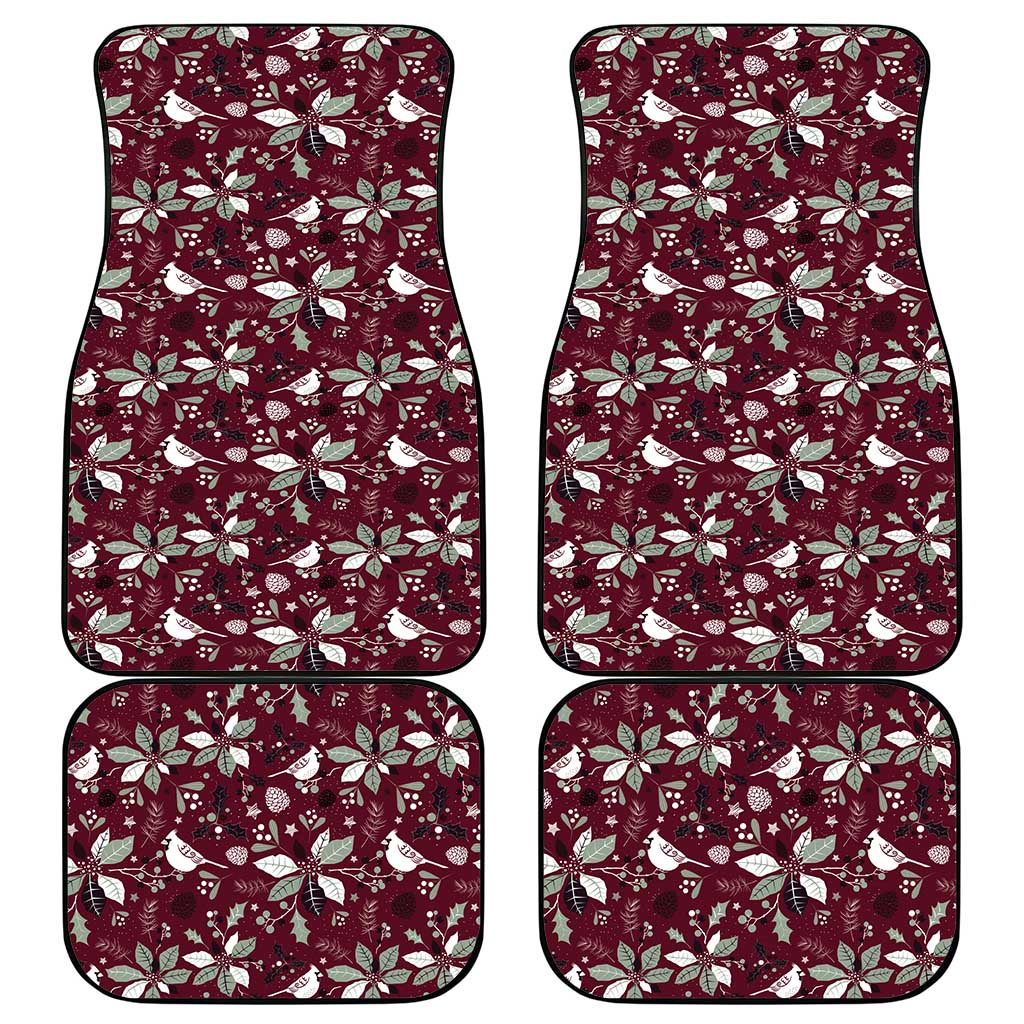 Cardinal Christmas Wine Red Car Mats Xmas Pattern - Wonder Print Shop