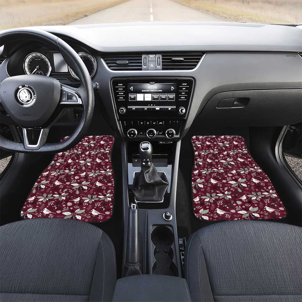 Cardinal Christmas Wine Red Car Mats Xmas Pattern - Wonder Print Shop